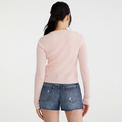 Juniors' Aeropostale Crew Neck Cable Cardigan
