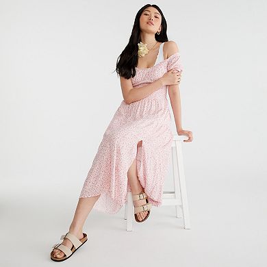 Juniors’ Aeropostale Tiered Square Neck Midi Milkmaid Dress