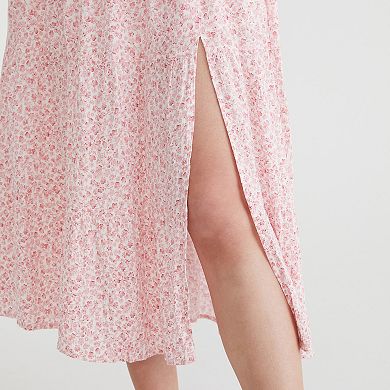 Juniors’ Aeropostale Tiered Square Neck Midi Milkmaid Dress