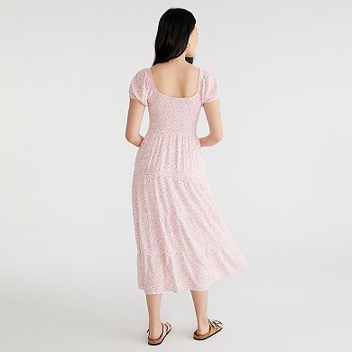 Juniors’ Aeropostale Tiered Square Neck Midi Milkmaid Dress