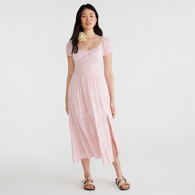 silk midi dress wedding guest Alexandra Pijut Sylvie Dress in Ice Blue Silk Wool