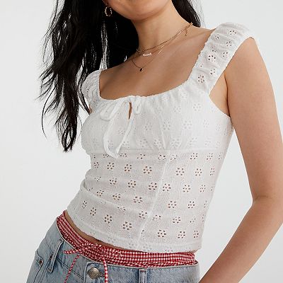 Juniors' Aeropostale Fashion Fem Eyelet Square Neck Tank Top