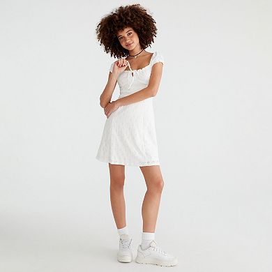 Juniors' Aeropostale Knit Eyelet Short Sleeve Mini Dress