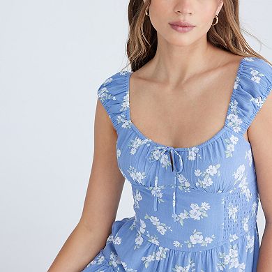 Juniors’ Aeropostale Smocked Waist Short Sleeve Mini Dress