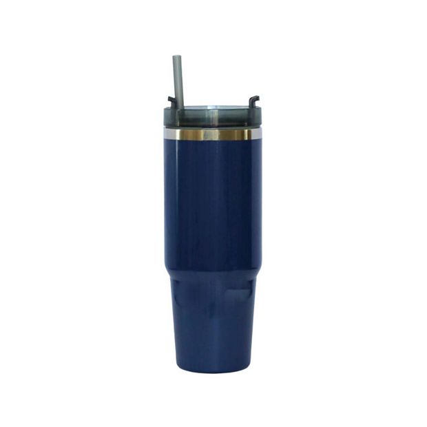 30 oz Stainless Steel Tumbler with Straw - Navy