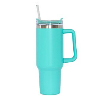 40 Oz Stainless Steel Tumbler With Handle & Straw