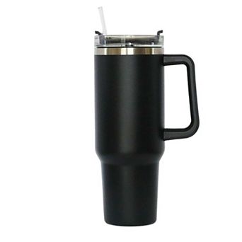 40 Oz Stainless Steel Tumbler With Handle & Straw