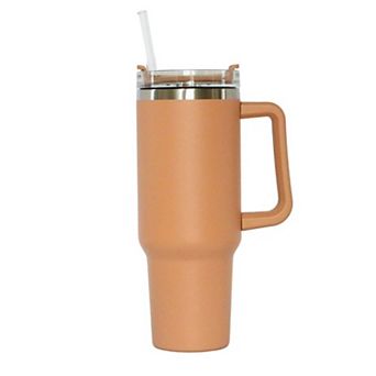 40 Oz Stainless Steel Tumbler With Handle & Straw