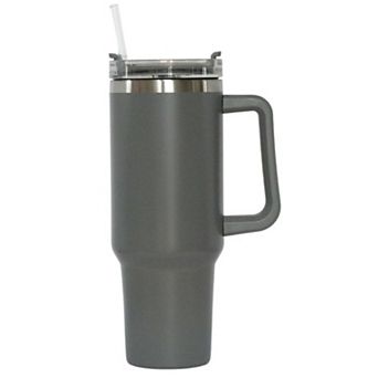 40 Oz Stainless Steel Tumbler With Handle & Straw