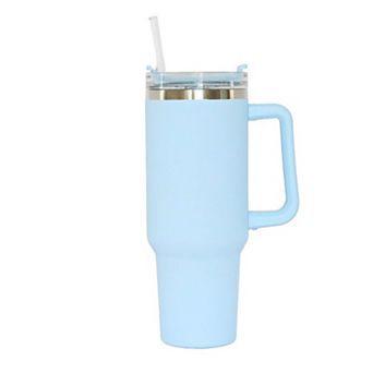 40 Oz Stainless Steel Tumbler With Handle & Straw