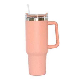 40 Oz Stainless Steel Tumbler With Handle & Straw