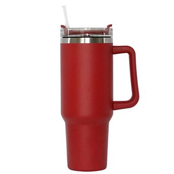 40 Oz Stainless Steel Tumbler With Handle & Straw