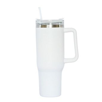 40 Oz Stainless Steel Tumbler With Handle & Straw