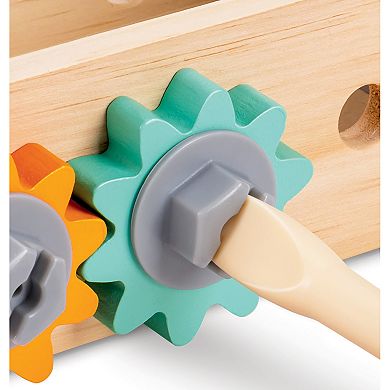 Hape Monster Design Wooden Tool Box With Carry Handle Fix-It Tool Kit