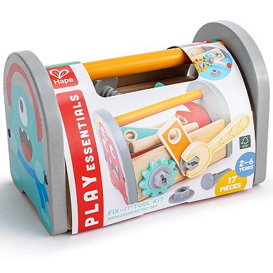 Hape Monster Design Wooden Tool Box With Carry Handle Fix-It Tool Kit
