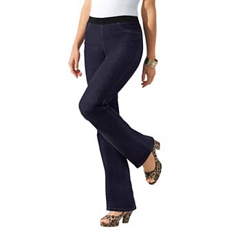 Roaman's Women's Plus Size Petite Plus Size Invisible Stretch All Day Bootcut Jean