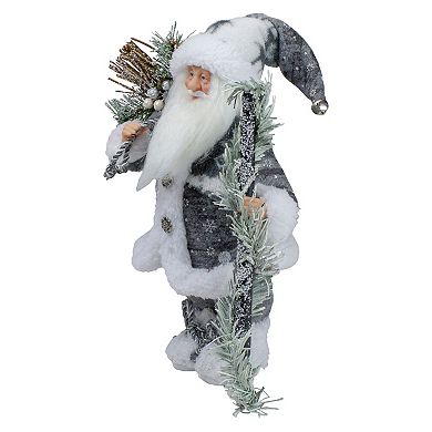 Northlight Country Patchwork Gray & White Santa Claus Christmas Figurine