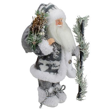 Northlight Country Patchwork Gray & White Santa Claus Christmas Figurine