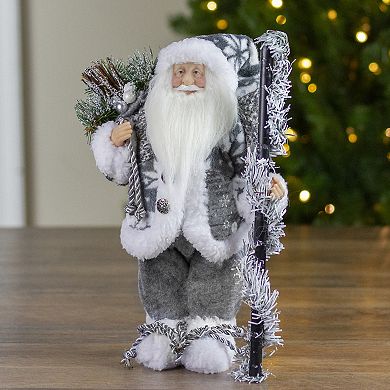 Northlight Country Patchwork Gray & White Santa Claus Christmas Figurine