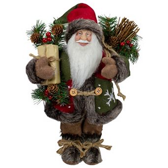 Northlight Rustic Santa Claus With Burlap Sack Standing Christmas Figurine