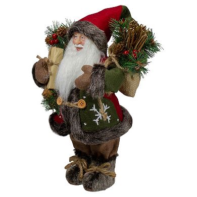 Northlight Rustic Santa Claus With Burlap Sack Standing Christmas Figurine