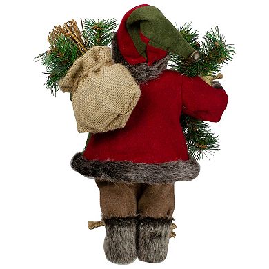 Northlight Rustic Santa Claus With Burlap Sack Standing Christmas Figurine
