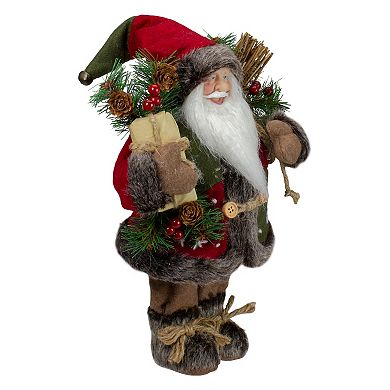 Northlight Rustic Santa Claus With Burlap Sack Standing Christmas Figurine