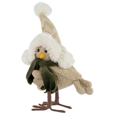 Northlight 9" Left-Facing Plush Winter Bird Table Decor