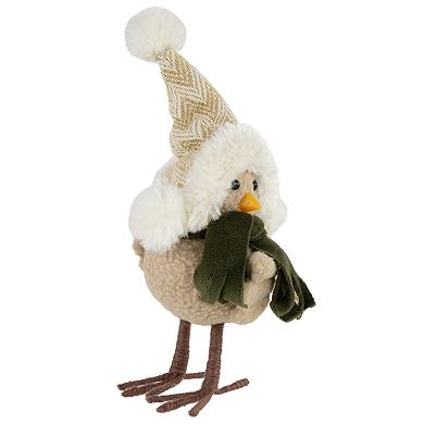Northlight 9" Left-Facing Plush Winter Bird Table Decor