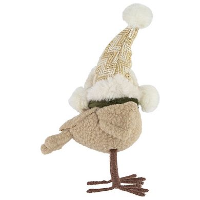Northlight 9" Left-Facing Plush Winter Bird Table Decor