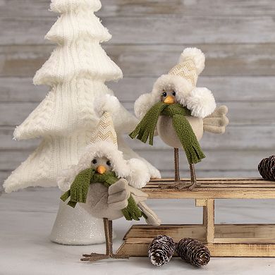 Northlight 9" Left-Facing Plush Winter Bird Table Decor