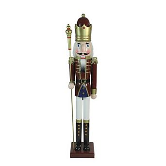 Northlight Burgundy & White Wooden Christmas Nutcracker King Floor Décor