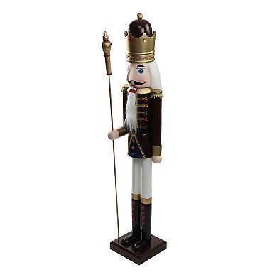 Northlight Burgundy & White Wooden Christmas Nutcracker King Floor Décor
