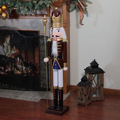Northlight Burgundy & White Wooden Christmas Nutcracker King Floor Décor