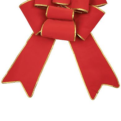 Northlight Giant 40" 3D 11-Loop Velveteen Christmas Bow with Gold Trim