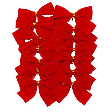 Northlight Red Mini Velveteen Christmas Bow Decorations 14-piece Set