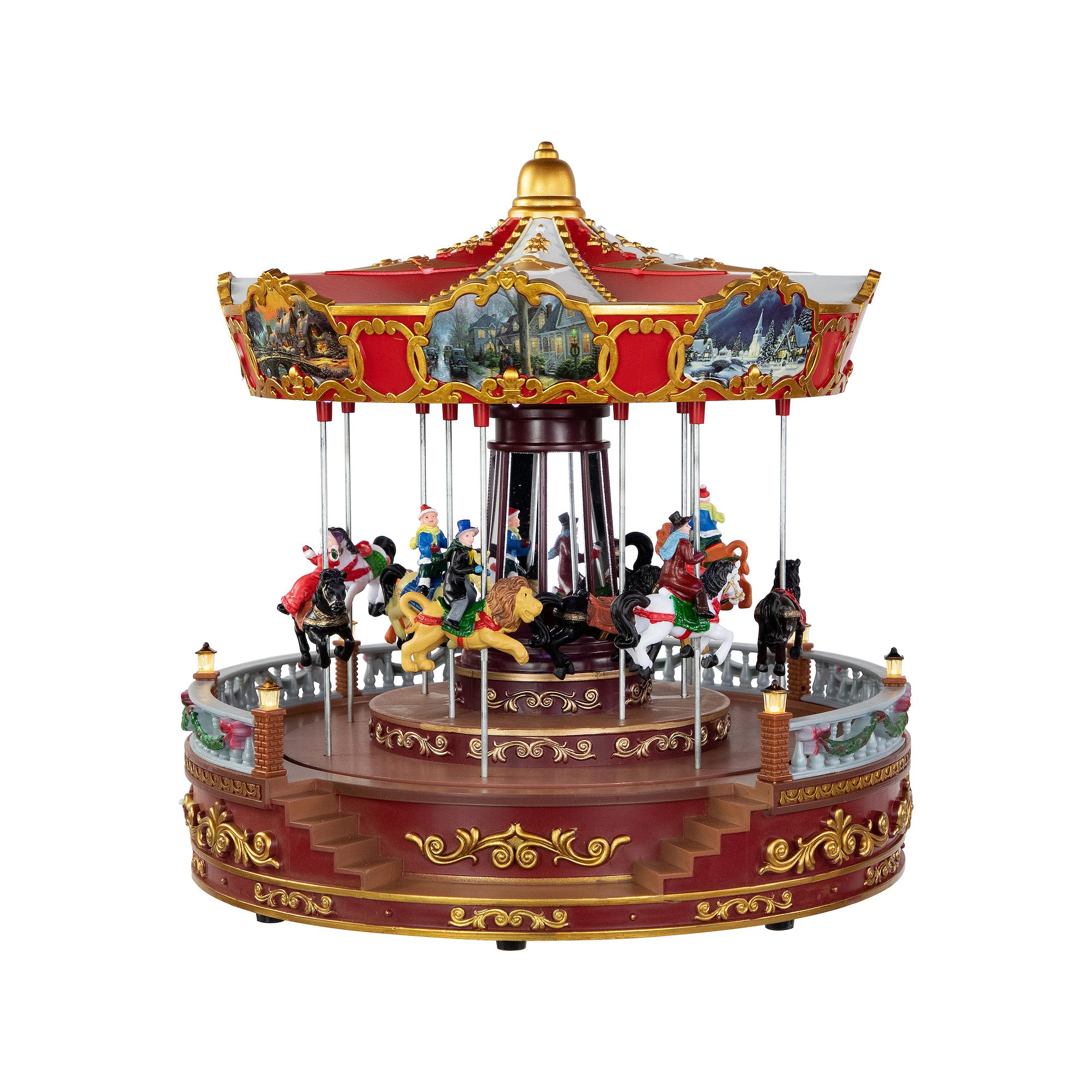Northlight 14 LED Animated & Musical Carousel Christmas Floor Decor, Red