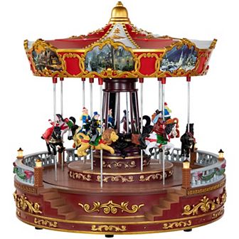 Northlight 14" LED Animated & Musical Carousel Christmas Floor Decor