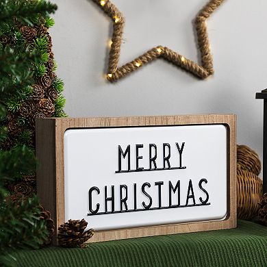 Northlight 3D Wooden "Merry Christmas" Wall or Tabletop Sign - 13" - White and Black