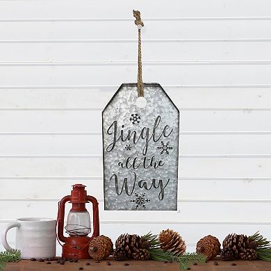 Northlight Distressed Metal "Jingle All The Way" Christmas Wall Decor - 12.25" - Silver