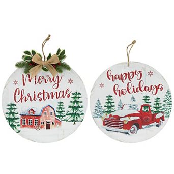 Northlight Merry Christmas and Happy Holidays Wood Wall Signs 2 pc Set