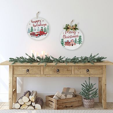 Northlight Merry Christmas and Happy Holidays Wood Wall Signs - 15.75-in. 2-pc. Set