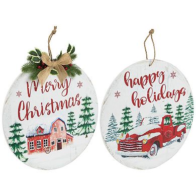 Northlight Merry Christmas and Happy Holidays Wood Wall Signs - 15.75-in. 2-pc. Set