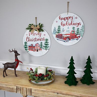 Northlight Merry Christmas and Happy Holidays Wood Wall Signs - 15.75-in. 2-pc. Set