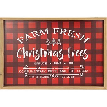 Northlight Plaid Farm Fresh Christmas Trees Framed Christmas Wall Sign
