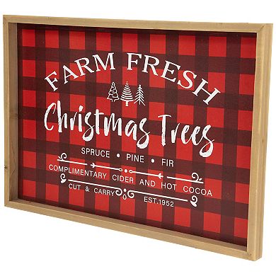 Northlight Plaid "Farm Fresh Christmas Trees Framed Christmas Wall Sign"