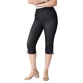 Roaman's Women's Plus Size Plus Size Comfort Stretch Lace Up Capri Jean