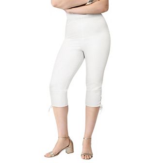 Roaman's Women's Plus Size Plus Size Comfort Stretch Lace Up Capri Jean