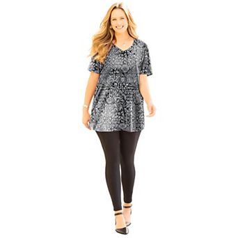 Catherines Women's Plus Size Easy Fit Short Sleeve V-Neck Tunic