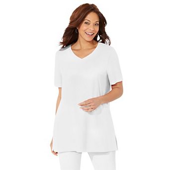 Catherines Women's Plus Size Easy Fit Short Sleeve V-Neck Tunic